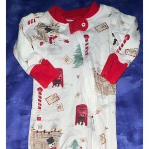 Burt's Bees Baby Christmas Snowman Footed Pajamas Sleepers 0-3 Months